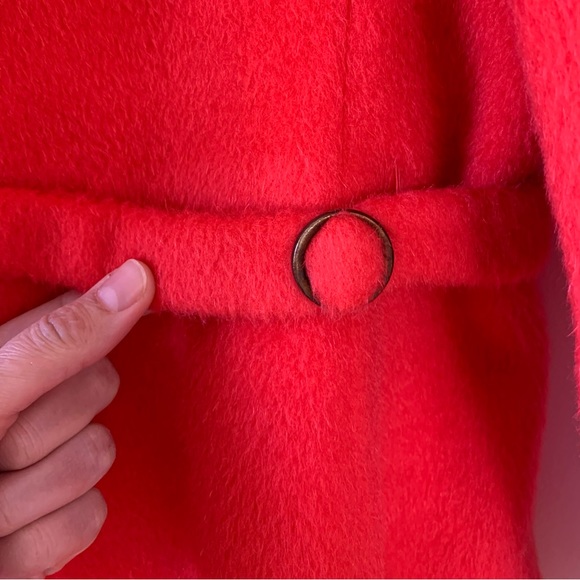 PRICE DROP Vintage Double Breasted Red Coat Fur Neckline 1960s 1970s Approx S/M - Picture 13 of 17